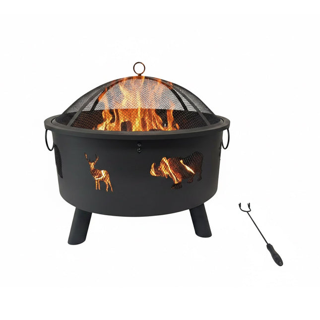 Garden Fire Bowl with Spark Guard, Animal Motif