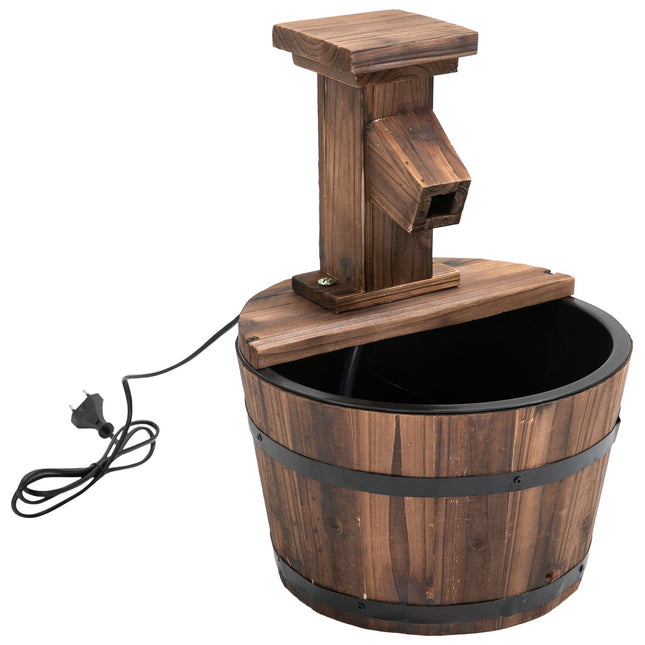 Garden fountain made of wooden barrels with metal accents, 27x37 cm