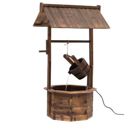 Decorative garden fountain in solid wood - adjustable waterfall