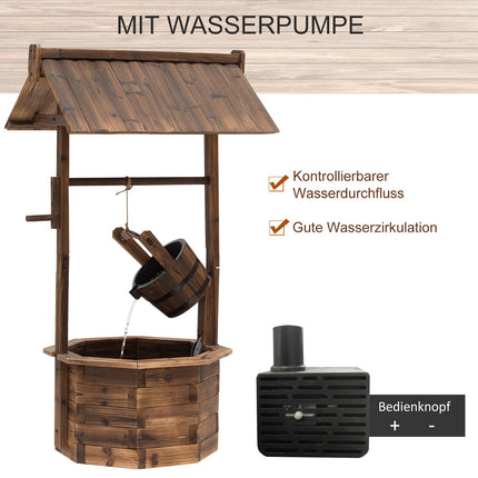 Decorative garden fountain in solid wood - adjustable waterfall