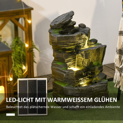 Solar Garden Fountain with LED lighting, 4 levels, 57cm