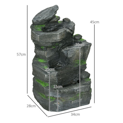 Solar Garden Fountain with LED lighting, 4 levels, 57cm