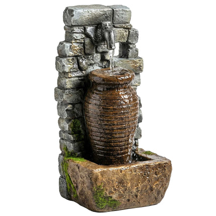 Garden Fountain with LED Lights, Adjustable Water Flow
