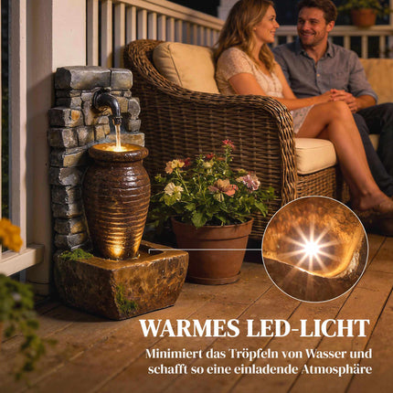 Garden Fountain with LED Lights, Adjustable Water Flow