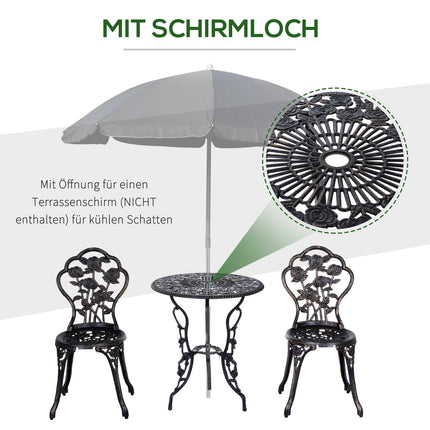 Garden furniture in bronze for 2, table and chairs