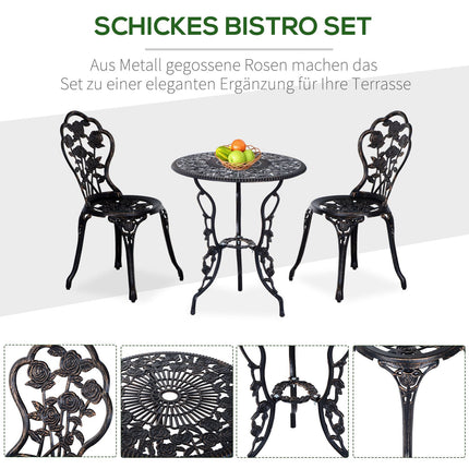 Garden furniture in bronze for 2, table and chairs