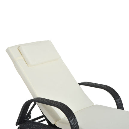 Black sun lounger in poly rattan with adjustable backrest