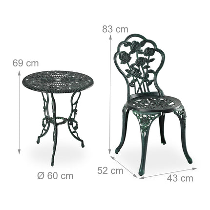 Garden Furniture Set – 3-Piece Cast Aluminium Vintage Design