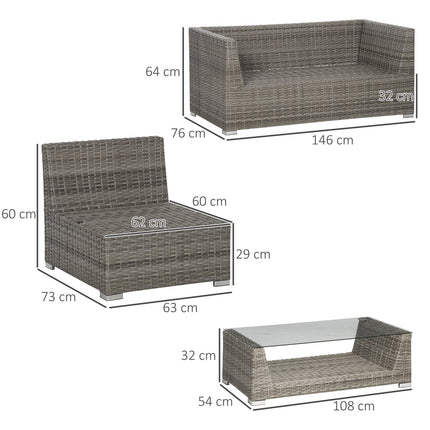 Poly rattan outdoor furniture for 4, weather resistant