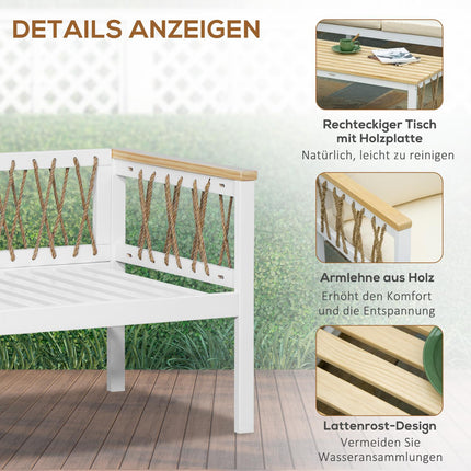 Garden furniture set for 4 with cushions - White