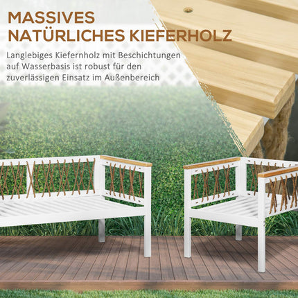 Garden furniture set for 4 with cushions - White