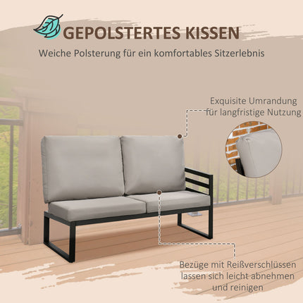 Outdoor furniture set, 4-seater sofas, weatherproof, light grey