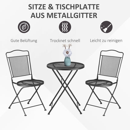 Outdoor dining set for 2 - Black metal table and chairs