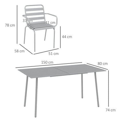 Garden furniture set - Steel dining table and 6 stackable chairs