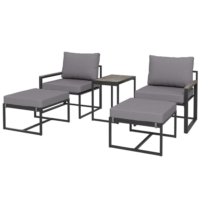 Outdoor steel balcony set - 2 seats, table and cushions