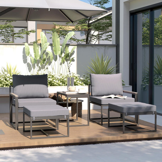 Outdoor steel balcony set - 2 seats, table and cushions