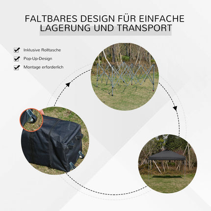Pop-Up Garden Gazebo, 3x3m, UV protection, Black