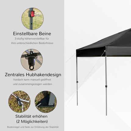 Pop-Up Garden Gazebo, 3x3m, UV protection, Black