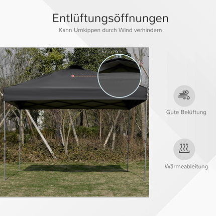 Pop-Up Garden Gazebo, 3x3m, UV protection, Black