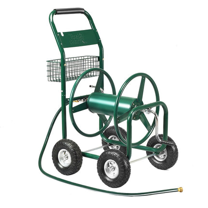 Garden Hose Trolley Hose Reel Hose Reel with Basket Green Metal 96 x 62 x 113 cm