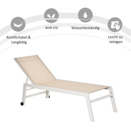 Aluminum garden chair with 5-step backrest, cream white