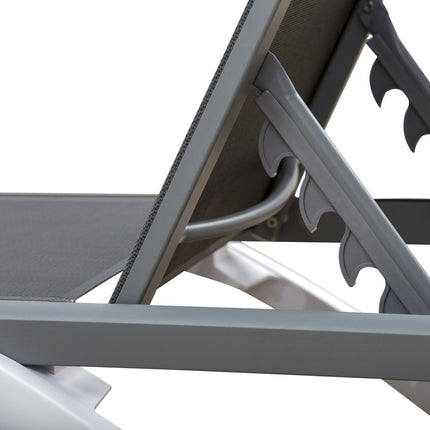 Adjustable sun lounger in aluminum - Ergonomic grey/white