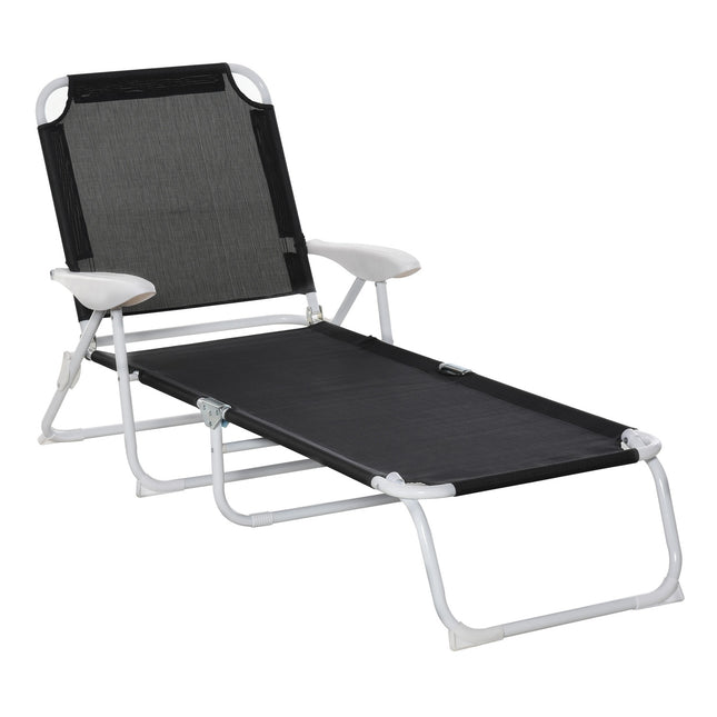 Folding garden chair, 4-tier mesh black