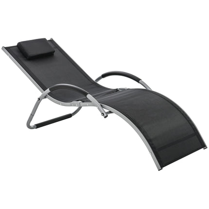 Ergonomic sun lounger in aluminum with cushions, black 160x60x65 cm