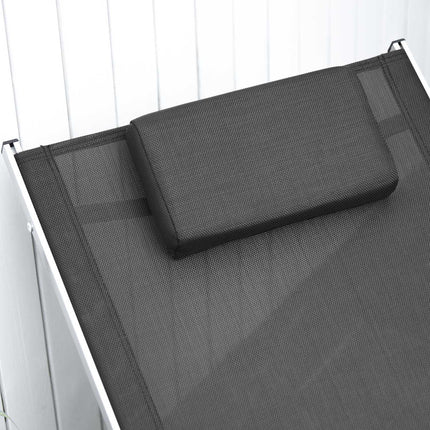 Ergonomic sun lounger in aluminum with cushions, black 160x60x65 cm