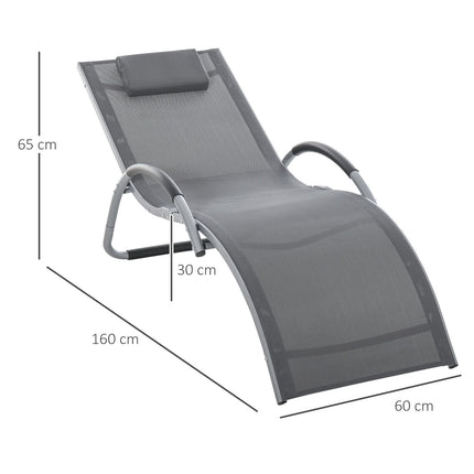 Ergonomic aluminum garden chair with cushions, grey