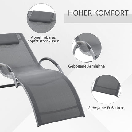 Ergonomic aluminum garden chair with cushions, grey
