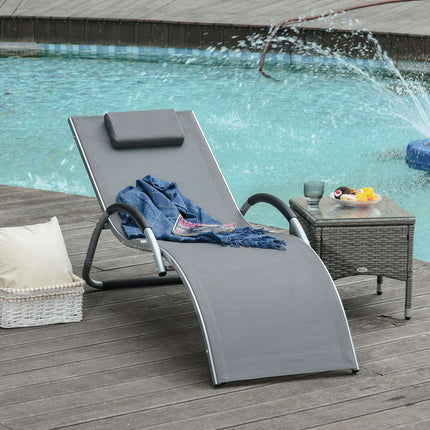 Ergonomic aluminum garden chair with cushions, grey