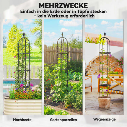 Garden Obelisk Trellis Set, 174 cm Steel, 2-Pack