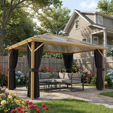 Garden Pavilion 4x3m, Polycarbonate Roof, Aluminum Frame