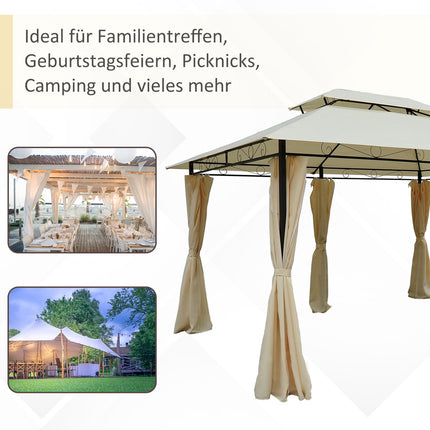 Garden pavilion Double roof 3x4m Beige for outdoor events
