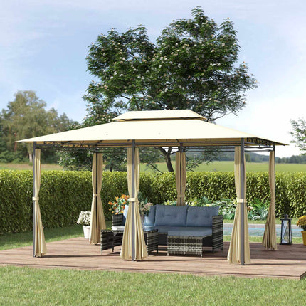 Garden pavilion Double roof 3x4m Beige for outdoor events