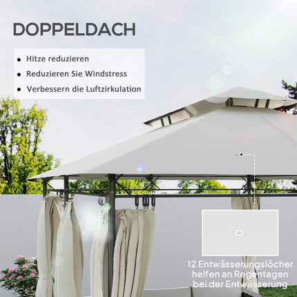 Garden Pavilion Double Roof, Water-Resistant, 4x3m, Cream