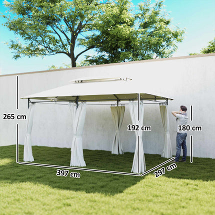 Garden Pavilion Double Roof, Water-Resistant, 4x3m, Cream