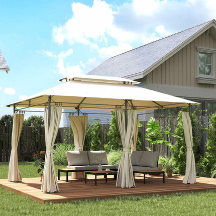 Garden Pavilion Double Roof, Water-Resistant, 4x3m, Cream