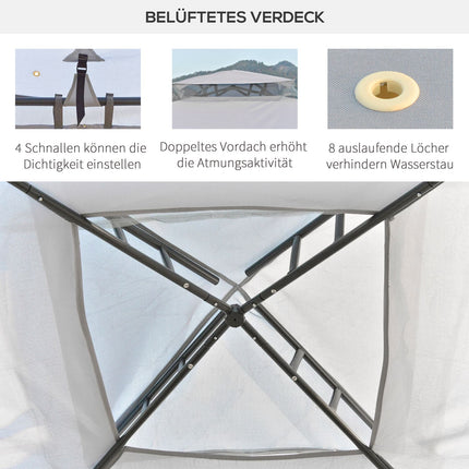 Weatherproof outdoor garden pavilion tent, 3x3x2.6m, light grey
