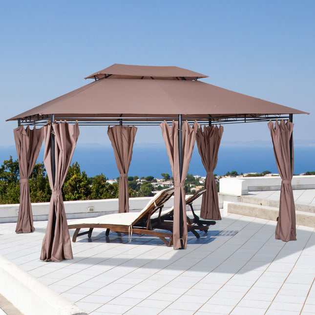 Garden Pavilion Party Tent, Double Roof, 3x4M Khaki
