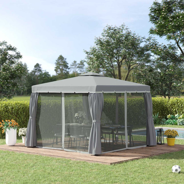 Garden pavilion tent, 2.96m, double roof, mosquito net