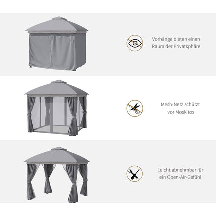 3x3m Garden Tent With Double Roof & Mosquito Net