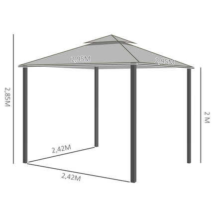 3x3m Garden Tent With Double Roof & Mosquito Net
