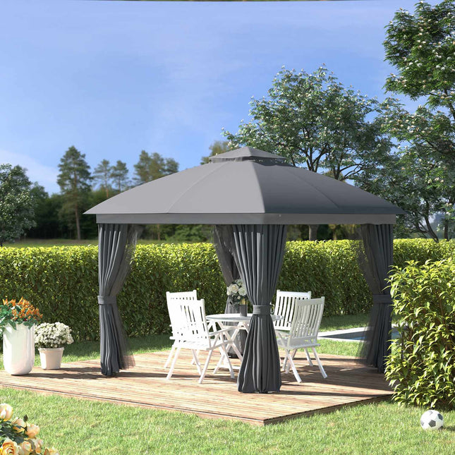 3x3m Garden Tent With Double Roof & Mosquito Net