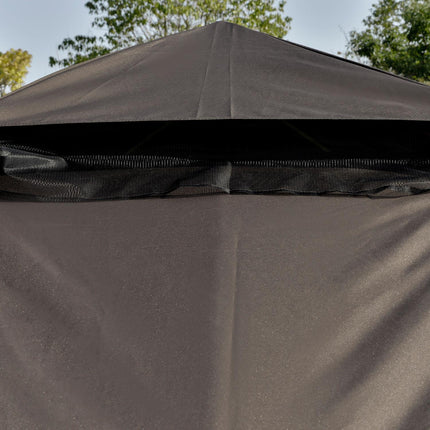 Garden pavilion tent with double roof, metal & polyester, 3m