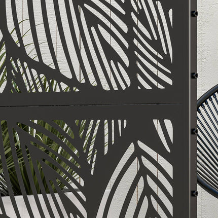 Garden Leaf Pattern Steel Privacy Screen, 122x198cm