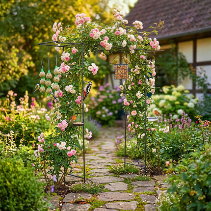 Garden Rose Arch Trellis – Birdbath and Feeder Stations