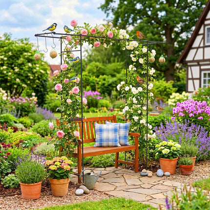 Garden Rose Arch Trellis – Birdbath and Feeder Stations