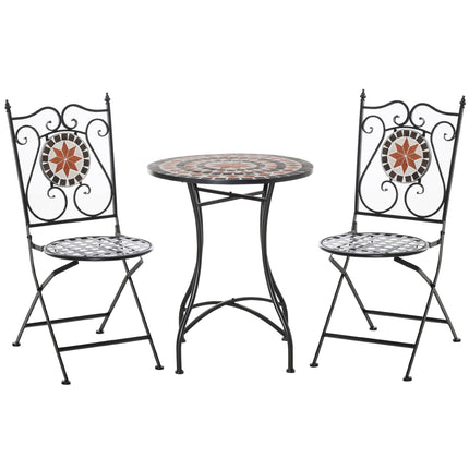 Balcony furniture set - 2 folding chairs, mosaic table
